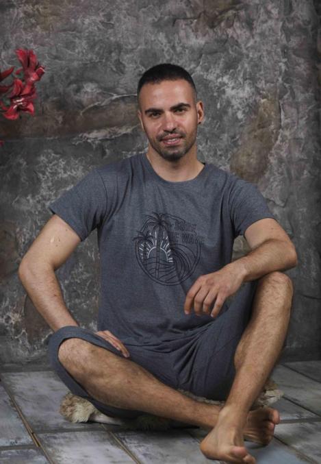 Pijama bărbați din bumbac –Tricou cu imprimeu "Surf The Wave"- Gri,Engros